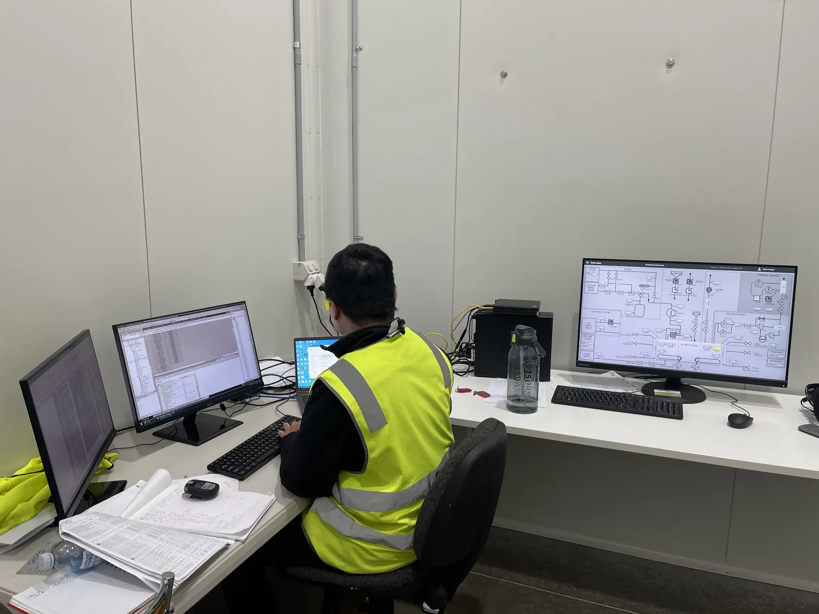 Control room operator station for industrial monitoring and SCADA support