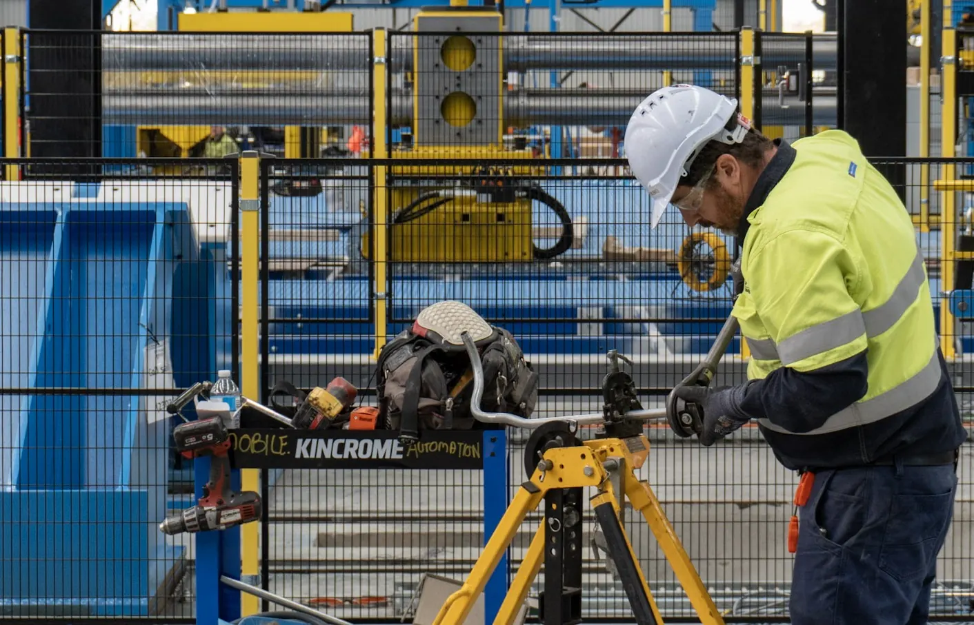 Heavy industrial machinery installation with guarding